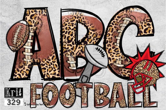 Alphabet Football Leopard Skin PNG: Graphics for Crafts