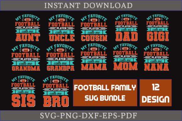 Football Family SVG Bundle Cut File for Crafts & Graphics