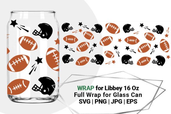 Football for Libbey 16 Oz Can Glass Graphics