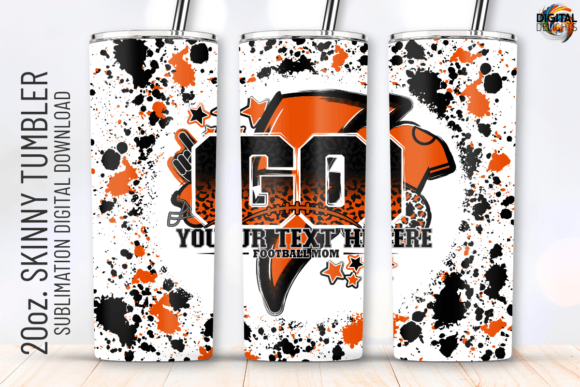 Go Football Black Orange Tumbler Wrap: Graphics for Crafts & Content