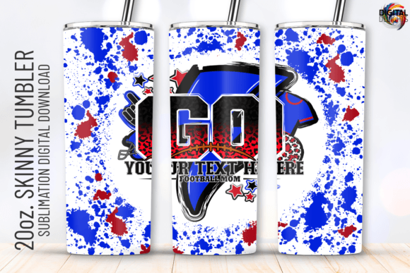 Go Football Blue Red Tumbler Wrap: Graphics for Crafts