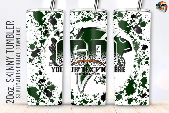 Go Football Green White Tumbler Wrap: Graphics for Crafts & Branding