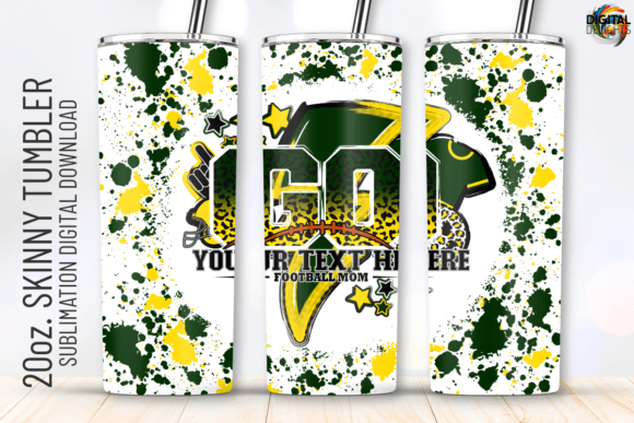Go Football Green Yellow Tumbler Wrap: Graphics for Crafts
