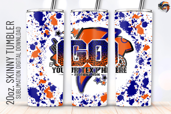 Go Football Navy Blue Orange Wrap Graphics & Crafts