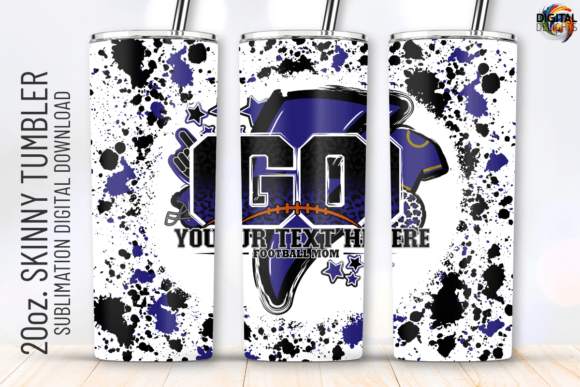 Go Football Purple Black Tumbler Wrap: Graphics for Crafts & Content