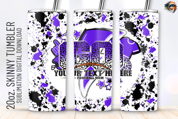 Go Football Purple White Tumbler Wrap: Graphics for Crafts