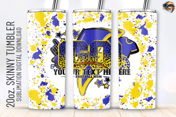 Go Football Purple Yellow Tumbler Wrap: Graphics for Crafts-Driven Branding