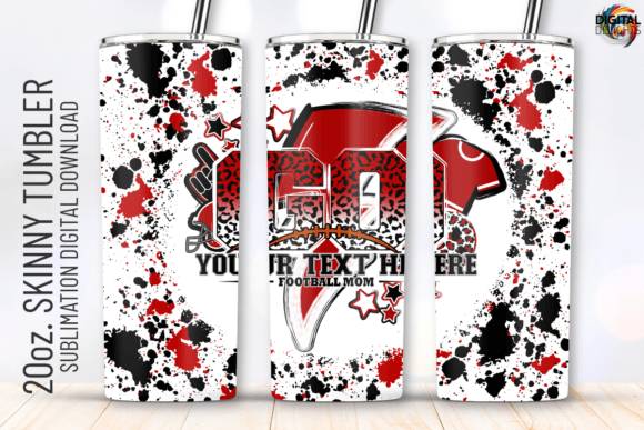 Go Football Red White Tumbler Wrap: Graphics for Crafts & Content