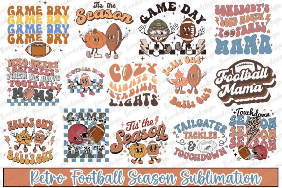 Retro Football Season Sublimation Bundle: Graphics for Crafts