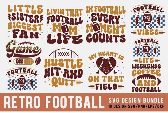 Retro Football SVG Bundle, Bassball Svg